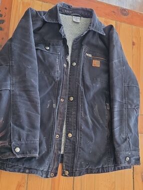 Carhartt Black Sherpa-Lined Canvas Field Jacket GENUINE BLUE COLLAR WEAR